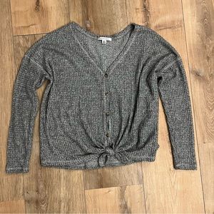 American eagle tie front waffle long sleeve shirt size small